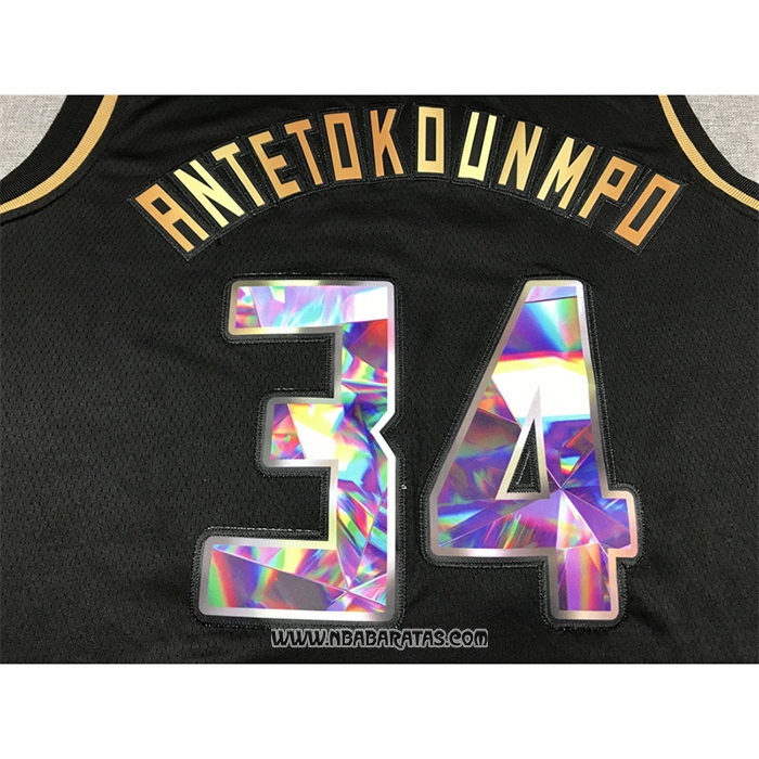 Camiseta Golden Edition Milwaukee Bucks Giannis Antetokounmpo #34 2021-22 Negro